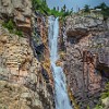 Once we reached the falls, we got rained on. Ao chegarmos nas quedas, começou a chover. : Apikuni Falls, Glacier NP, vacation 2014