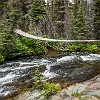 Several trails feature foot bridges like this. Várias trilhas tem pontes suspensas como essa. : Glacier NP, Rockwell Falls, vacation 2014