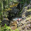 Dangerous play in the falls. Brincadeira perigosa nas quedas. : Glacier NP, Rockwell Falls, vacation 2014