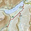 Here's the map of our hike: 9 miles roundtrip, 1,227 ft elevation gain. Aqui está o mapa da caminhada: 14,5 km ida e volta, 374 m em ganho de elevação.