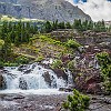 When you get closer to the falls, you understand its name. Ao chegar perto das quedas, pode-se compreender o nome. : Glacier NP, Redrock Lake and Falls, vacation 2014