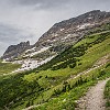 And the trail goes on towards the top section on the left. E a trilha continua em direção ao topo à esquerda. : Glacier NP, Highline Trail, vacation 2014
