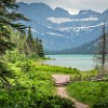 Lake Josephine.  Lago Josefina. : Feather Plume Falls, Glacier NP, vacation 2014