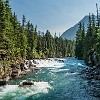 The views along McDonald Creek are gorgeous, including the Sacred Dancing Cascade. As vistas às margens do riacho McDonald são lindas, incluindo esta das Cascatas das Danças Sagradas. : Glacier NP, Johns Lake Trail, vacation 2014