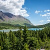 From the top of the falls, a full view of Redrock Lake. No topo das quedas dá pra ver o Lago Redrock (Pedra Vermelho) todo. : Glacier NP, Redrock Lake and Falls, vacation 2014