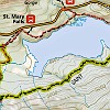 Here's a map of the hike: 7.86 miles and 1,552 ft elevation gain. Aqui está o mapa da caminhada: 12,65 km e ganho em elevação de 473 m.