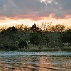 Sunset at the cabin. Por-de-sol na cabana.
