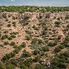 Here you can see the switchbacks on the trail. Aqui se pode ver o zigzag da trilha. : Palo Duro Canyon SP, Rock Garden, Rylander-Fortress Cliff