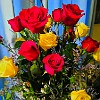 The beautiful roses given by Bill and Francisco. As belíssimas rosas, presente do Bill e Francisco. : Egidio, Keith, Taos, me, wedding