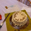 Italian cream cake, given by Bill and Francisco. Bolo de creme italiano, presente do Bill e Francisco. : Egidio, Keith, Taos, me, wedding